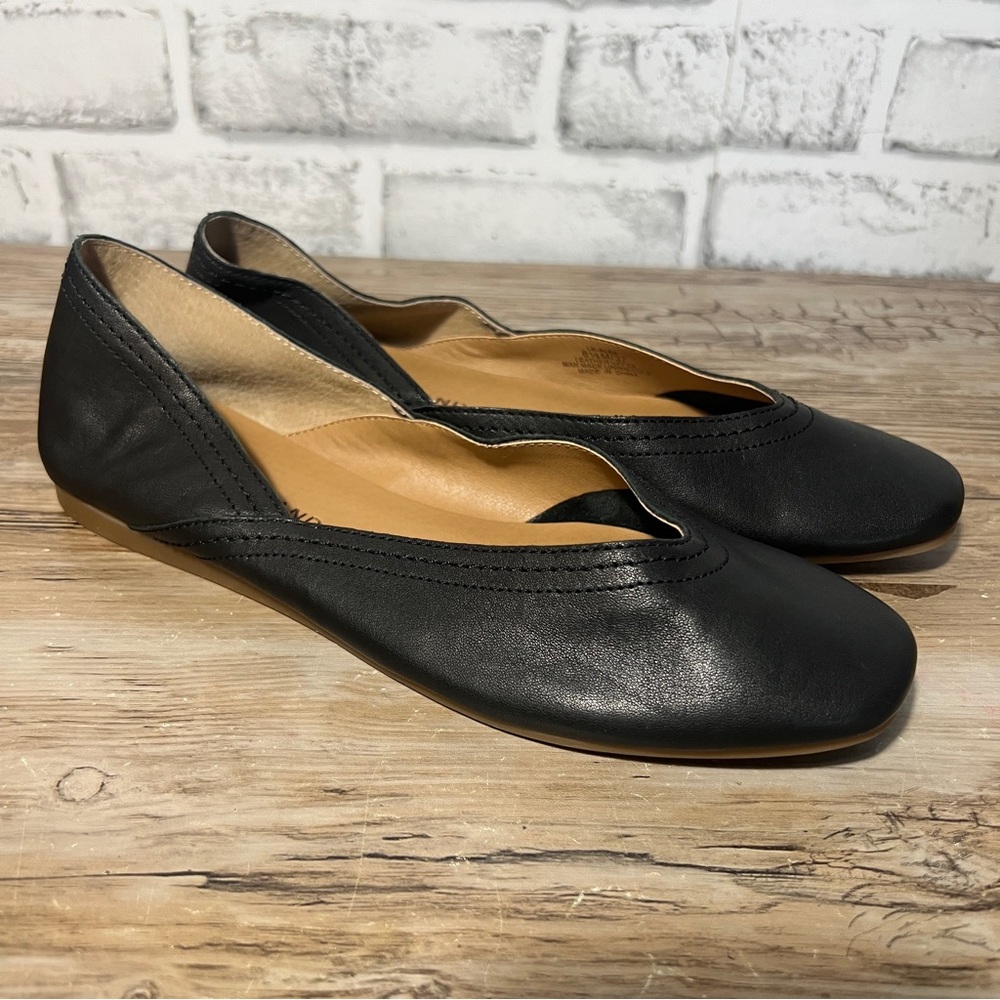 Lucky Brand Womens Alba Black Leather Ballet Flats Size 6.5 NWOT